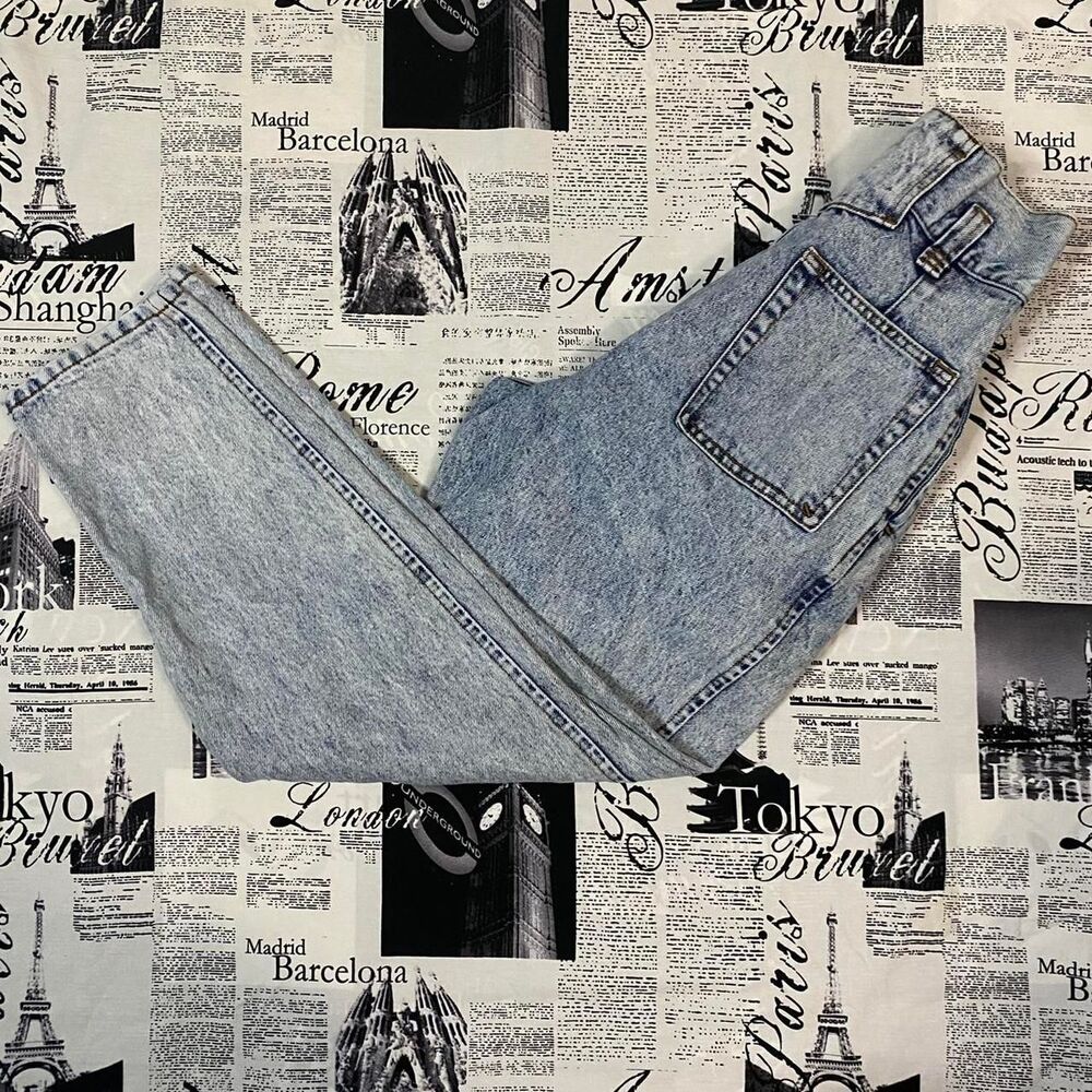 Jordache Women's acid stone wash high waist tapered slim legs 80s vintage style
